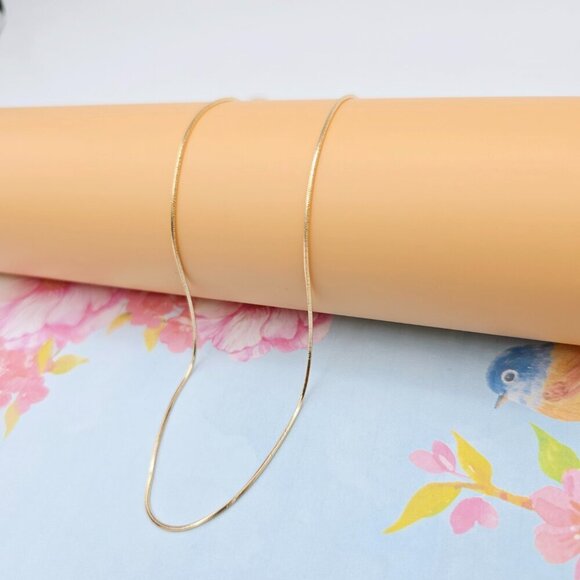 "Rose Gold Flat Snake Chain Necklace | 50cm Elegant Minimal Design, XPNL0115 - Picture 4 of 13